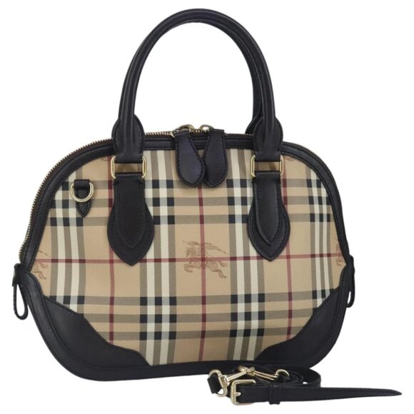 BURBERRY Nova Check Hand Bag PVC 2way Beige Gold - Picture 1 of 14